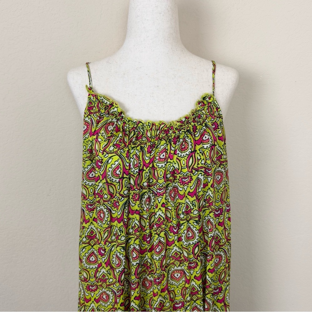 By Anthropologie‎ Flounced Maxi Lounge Dress in Citron Size Medium - Picture 5 of 14